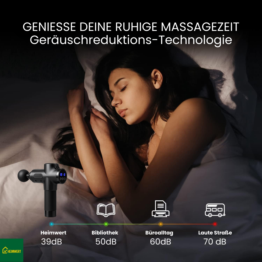 Pistolet de massage avec 30 vitesses / Massage Gun pour un massage musculaire profond avec jusqu'à 3600 impulsions/min / 10 embouts pour le cou, le dos et le corps / Avec écran tactile LCD