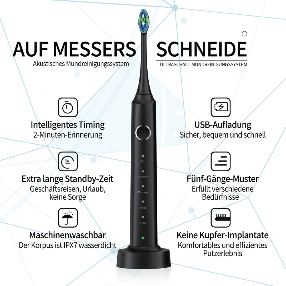 Heimwert Sonic D7 – Nettoyage dentaire professionnel avec technologie à ultrasons pour des dents plus lisses et une hygiène buccale optimale (copie)