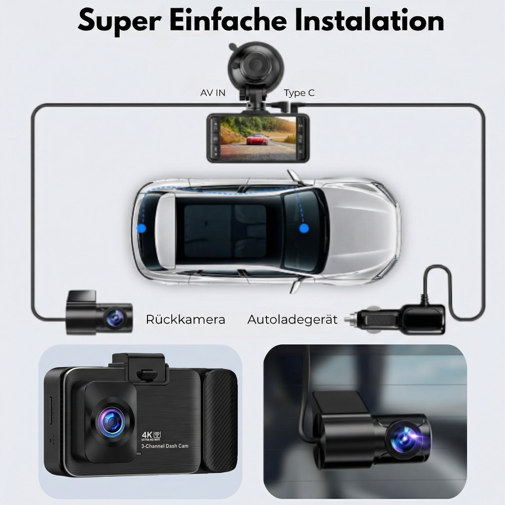 Dashcam 4K avec écran de 3,9 pouces de Heimwert