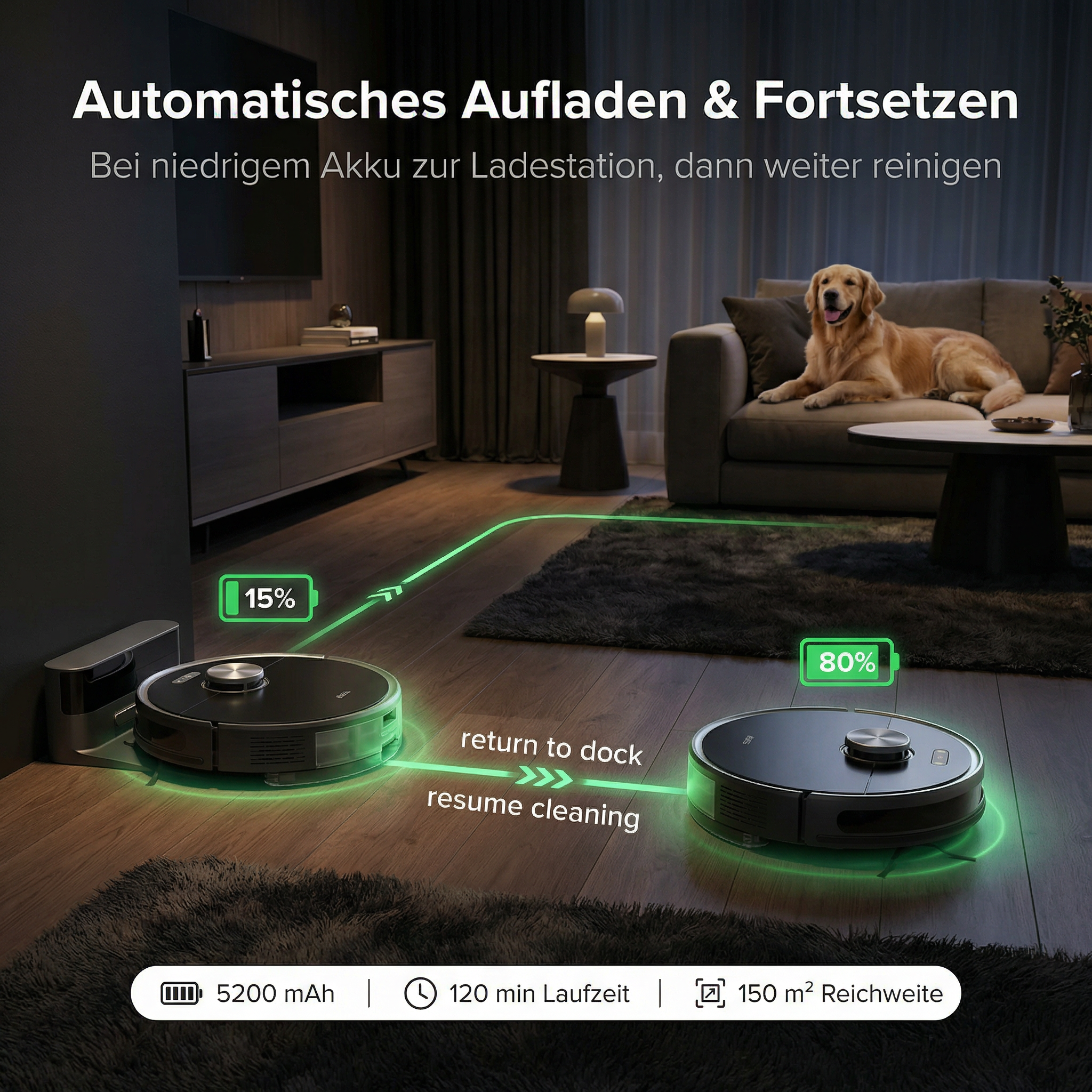 Robot aspirateur Heimwert K8 SmartClean – Nettoyage automatique avec fonction de lavage et contrôle par application
