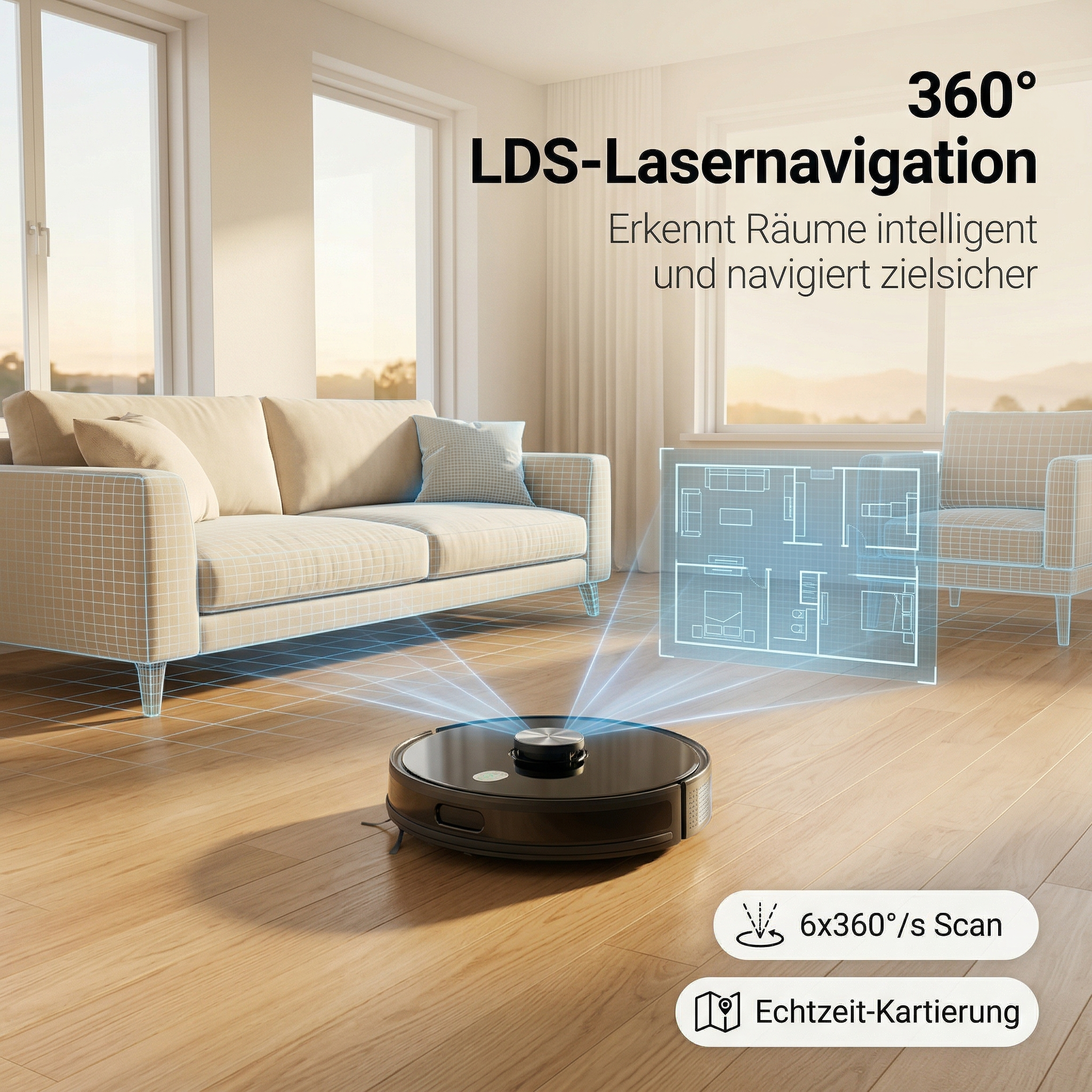 Robot aspirateur Heimwert K8 SmartClean – Nettoyage automatique avec fonction de lavage et contrôle par application
