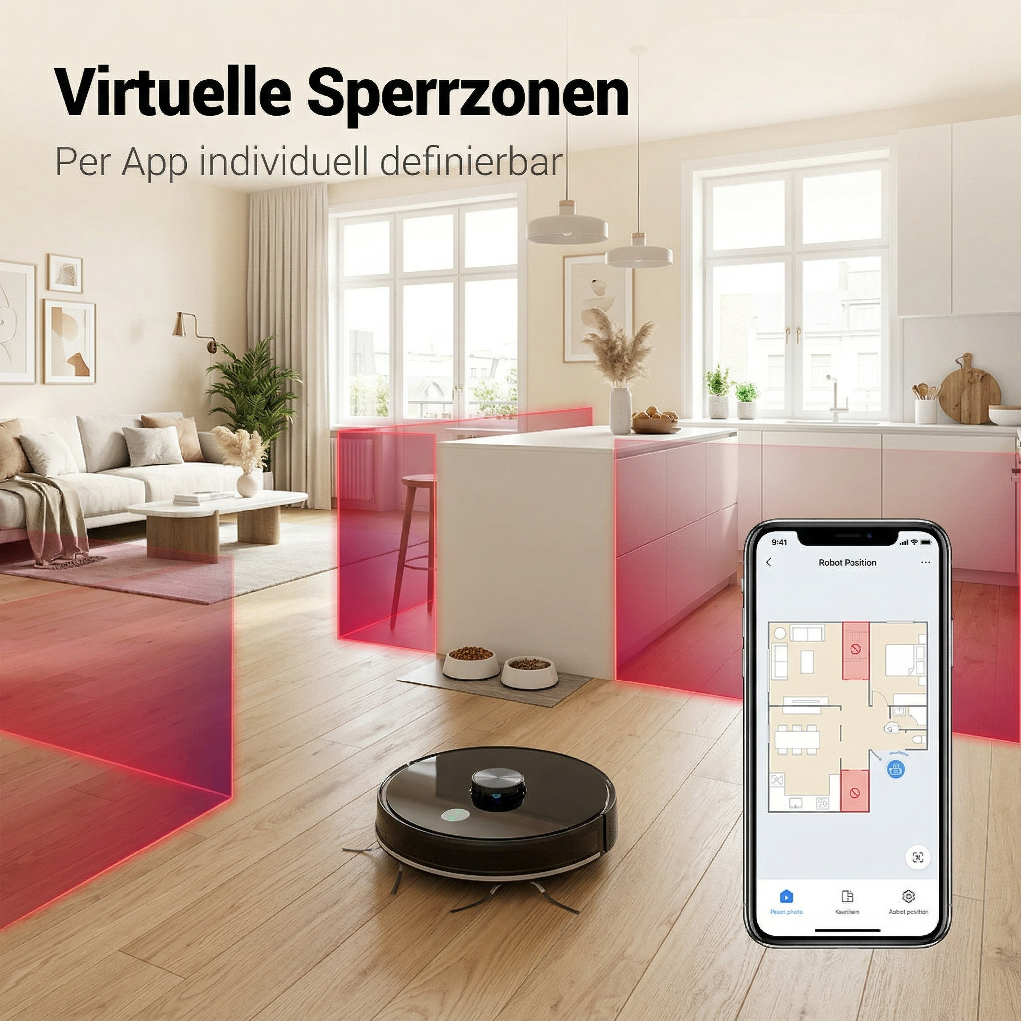 Robot aspirateur Heimwert K8 SmartClean – Nettoyage automatique avec fonction de lavage et contrôle par application